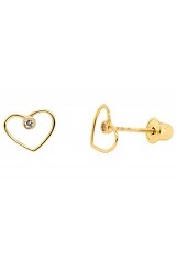 glistening wire heart cz baby stud earrings